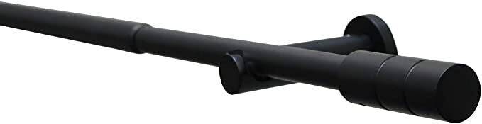 Разтегателен, телескопичен метален тръбен корниз  ф16/19mm. с накрайници-цилиндър, плюс трегери за монтаж, размер 120-210см. цвят черен-мат код-36154