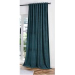 Плътна жакардова завеса серия "HAVANNA" цвят зелен-златист, с пришита универсална ширит лента за окачване на релса или тръбен корниз, размер 245x135см. код-2023340-1