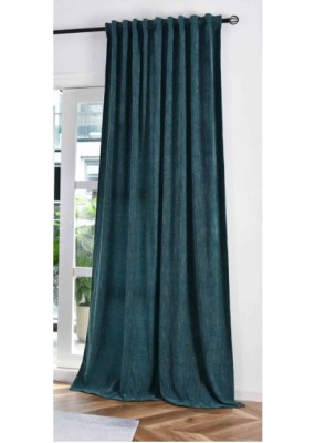 Плътна жакардова завеса серия "HAVANNA" цвят зелен-златист, с пришита универсална ширит лента за окачване на релса или тръбен корниз, размер 245x135см. код-2023340-1