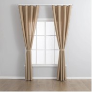 Готова завеса имитираща лен плюс коланче, за директно окачване с вълнообразно фиксирано набиране 1:2, цвят таупе, 245х145 и 245х300, код-2025110-2 от 19.99 евро