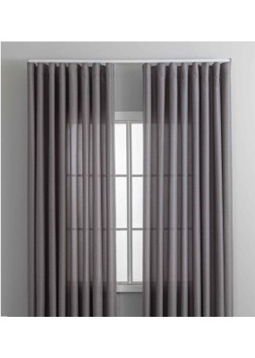Готова завеса имитираща лен плюс коланче, за бързо директно окачване с вълнообразно набиране 1:2, цвят сив, код-2025100 Готова завеса имитираща лен плюс коланче, за бързо директно окачване с вълнообразно набиране 1:2, цвят сив, код-2025100