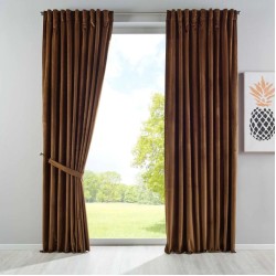 Затъмняваща Завеса с Коланче от плътно кадифе "МИЛАНО" – Лукс и Функционалност за Релса и Тръбен Корниз 280х135, Цвят Кафяв 20357-028