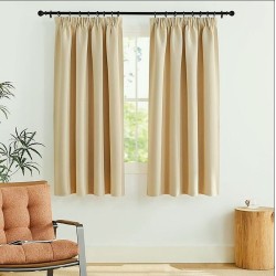 Къса Блекаут завеса "Маями"- 175см. височина, термо и шумоизолираща, за релса и тръбен корниз, цвят Крем код- 20620-9