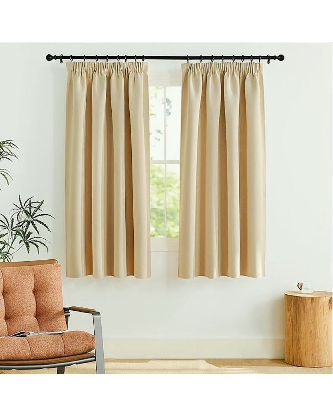 Къса Блекаут завеса "Маями"- 175см. височина, термо и шумоизолираща, за релса и тръбен корниз, цвят Крем код- 20620-9