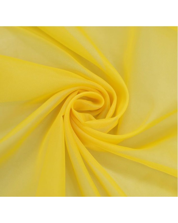 Ефирно тънко перде от воал 12 размера с пришита ширит лента за окачване на релса или тръбен корниз, цвят-Патешко Жълто, код- 61001-30