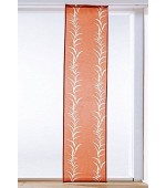 Стилна, модерна панел завеса с лазерно изрязани в плата флорални елементи, цвят оранжев, размер 245x57см. (височина x ширина), поставя се на обикновена ПВЦ или алуминиева релса-007997