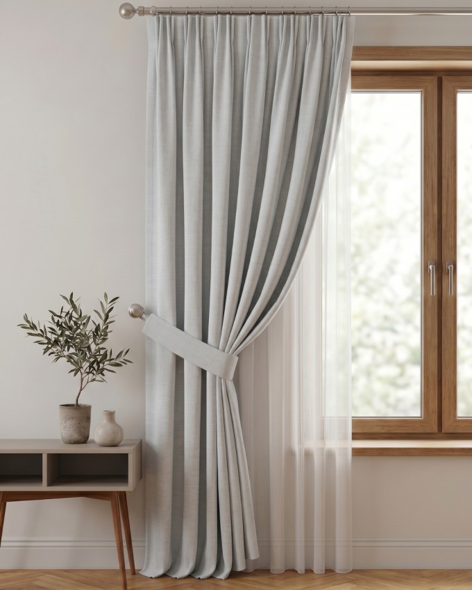 Еднолицев плат Блекаут (Blackout) за завеси със 100% затъмняващ ефект, ленена текстура, ширина-295см. код-37033-001