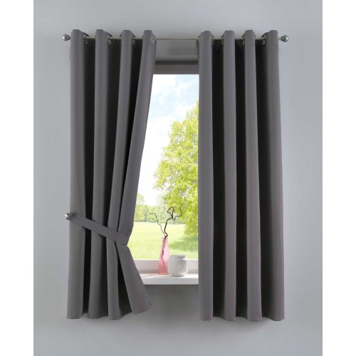 Комплект 2 бр Blackout Термо завеси NEW YORK с халки за Тръбен Корниз, затъмняващи, шумоизолиращи, Цвят Тъмно Сив, 5 Размера, код-201920600-2-032