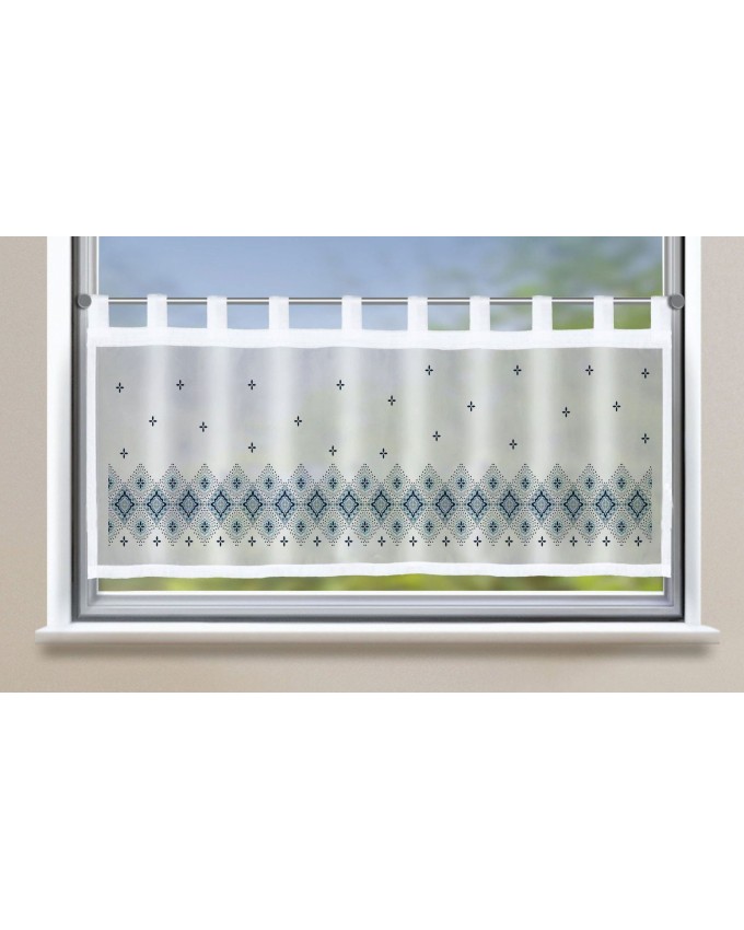 Прозрачно късо перде  »Bodrum«  45х140 см. от воал за кухненски прозорец на цветя и пеперуди код-2022410-006
