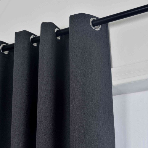 100% Блекаут завеса »München Dark« с Коланче, 3 размера, Пълно Затъмняване, десен „Рибена кост“ за Тръбен Корниз, Цвят Тъмно Сив код-202410-009