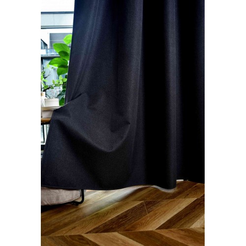 100% Блекаут завеса »München Dark« с Коланче, 3 размера, Пълно Затъмняване, десен „Рибена кост“ за Тръбен Корниз, Цвят Тъмно Сив код-202410-009