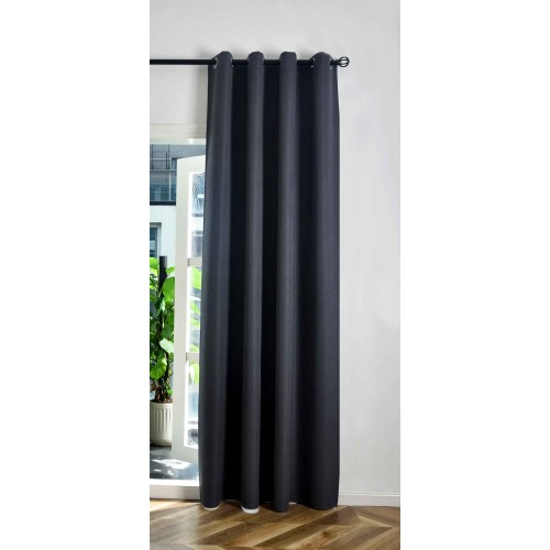 100% Блекаут завеса »München Dark« с Коланче, 3 размера, Пълно Затъмняване, десен „Рибена кост“ за Тръбен Корниз, Цвят Тъмно Сив код-202410-009