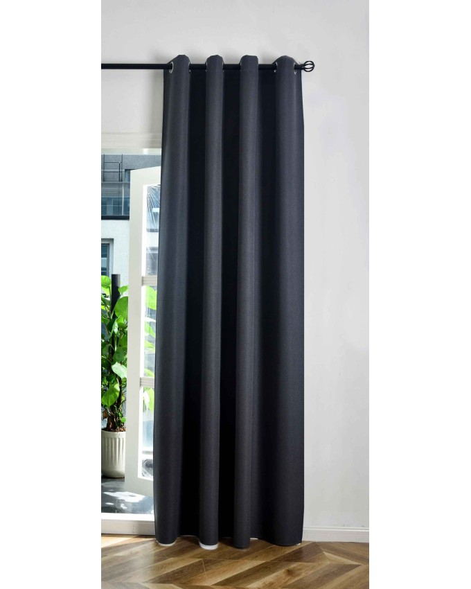 100% Блекаут завеса »München Dark« с Коланче, 3 размера, Пълно Затъмняване, десен „Рибена кост“ за Тръбен Корниз, Цвят Тъмно Сив код-202410-009