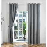 Комплект 2бр. 100% Блекаут завеси с Халки  »München Dark« с Коланчета, 3 размера, Пълно Затъмняване, десен „Рибена кост“, Цвят Сив код-202410-2-004
