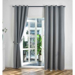 Комплект 2бр. 100% Блекаут завеси с Халки  »München Dark« с Коланчета, 3 размера, Пълно Затъмняване, десен „Рибена кост“, Цвят Сив код-202410-2-004