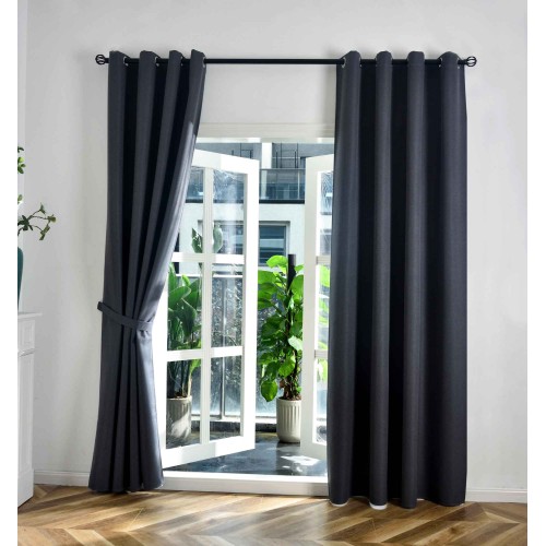 Комплект 2бр. 100% Блекаут завеси с Халки »München Dark« с Коланчета, 3 размера, Пълно Затъмняване, Цвят Тъмно Сив код-202410-2-007