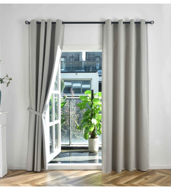 Комплект 2бр. 100% Блекаут завеси с Халки »München Dark« с Коланчета, 3 размера, Пълно Затъмняване, Цвят Пясъчен код-202410-2-010
