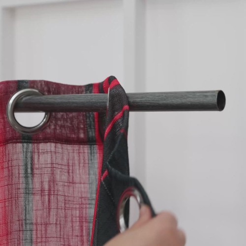 Комплект 2 бр. Завеси с ленен вид „Сеул“ плюс коланчета, за Тръбен Корниз, Текстура на Зебло, Дигитален Печат, 245х140 см.  код-2024120-2-001