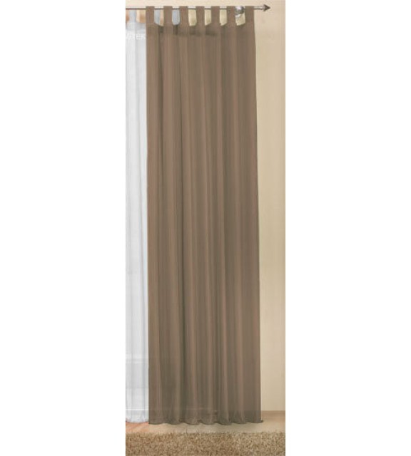 Готово ефирно перде от воал, едноцветно прозрачно с уши и перделик, 245х140 цвят Нуга, код-61000 22790649