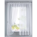 Комплект 2 къси пердета 150х90 и 2 коланчета, бродерия Зелени точки и вълни, за релса и тръбен корниз код-112232