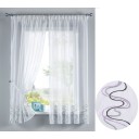 Комплект 2 къси пердета 150х90 и 2 коланчета, бродерия Зелени вълни, за релса и тръбен корниз код-112231